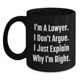 Funny Lawyer Gifts from Men to Lawyer Friends, Black Coffee Mug, Christmas Unique - Main